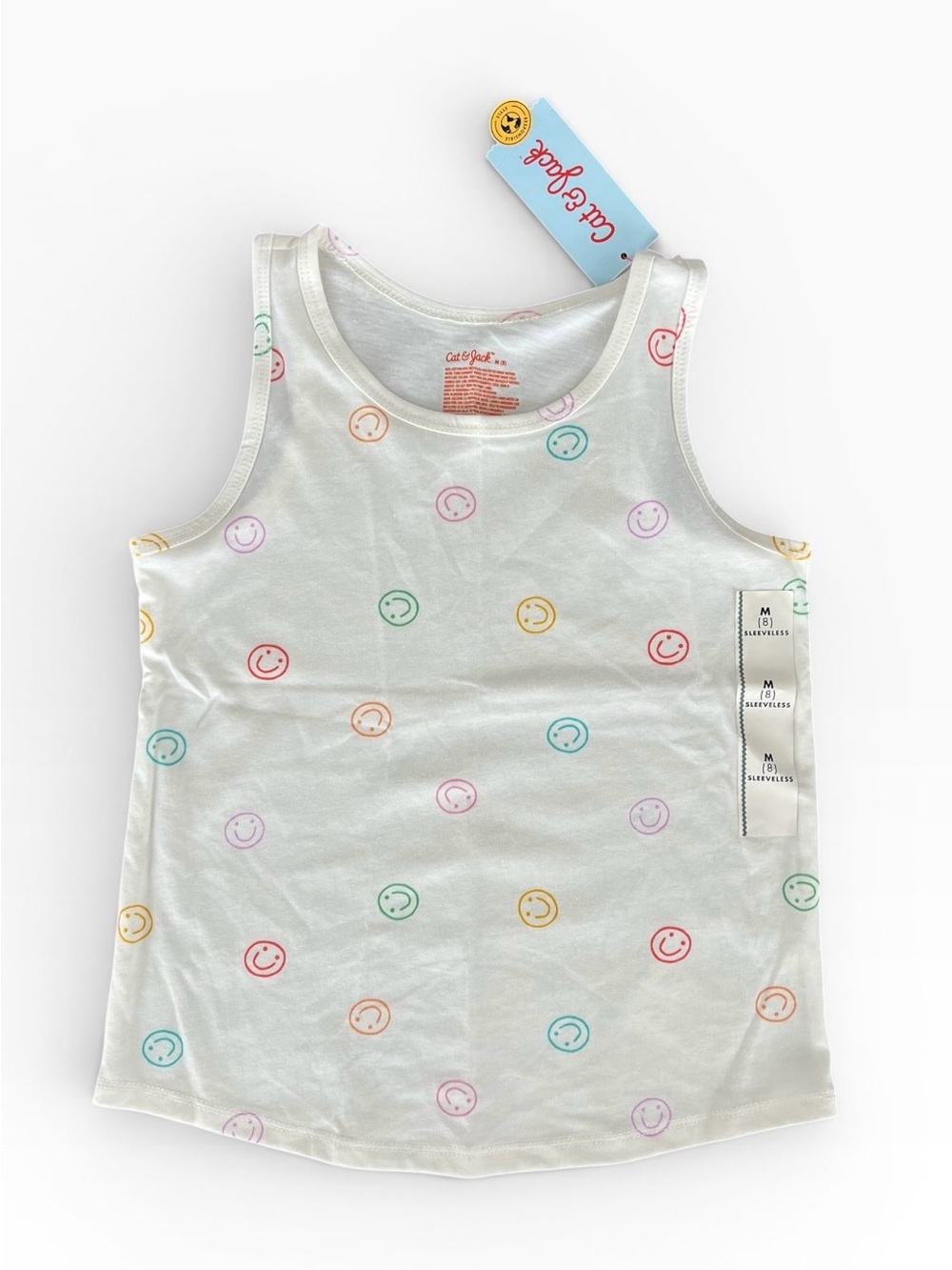 Cat & Jack Kids' White Smile Print Tank Top M